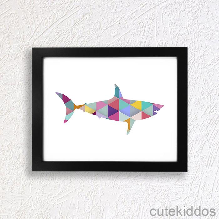 Gambar Poster Geometris Ikan Hiu / Hiasan Dinding Kamar Anak / Home Decor - Frame Hitam dari cutekiddos undefined Tokopedia