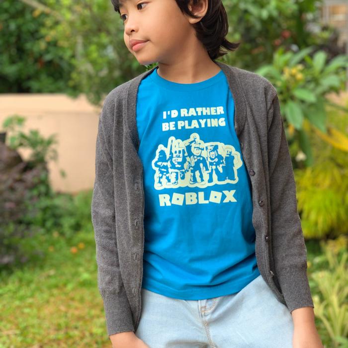 Jual kaos anak glow in the dark desain roblox bisa tambah nama