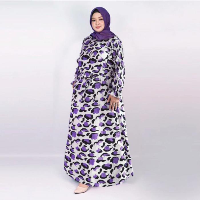 Gambar GAMIS SYARI WANITA MOTIF JUMBO PREMIUM BIGSIZE "MOO" XXL LD 120 CM - MOO TOTOL UNGU dari BakulMantul undefined Tokopedia