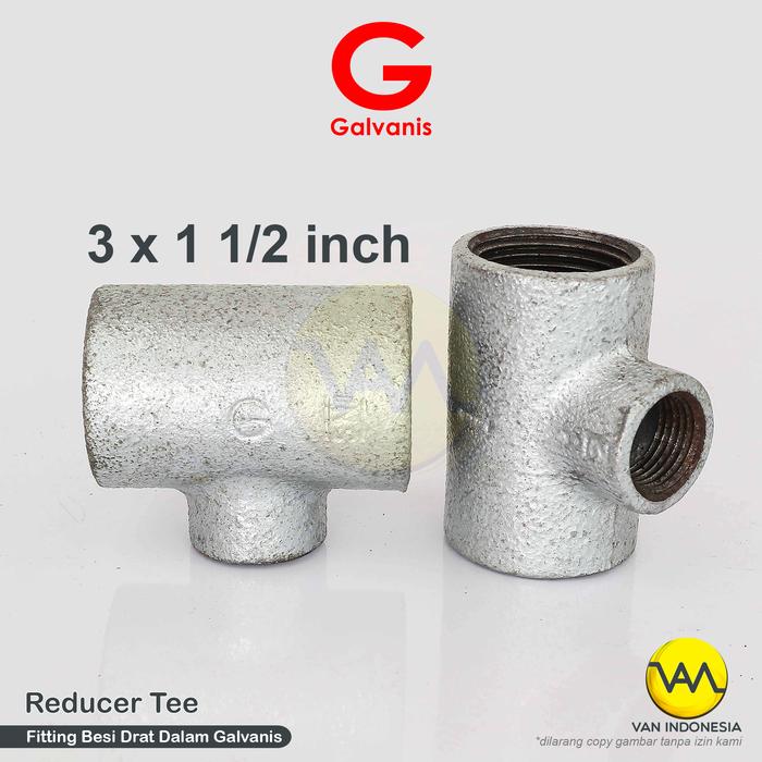 Gambar Reducer Tee Galvanis 3 inch Fitting Pipa Besi Drat Dalam - 3 x 1 1/2 in dari VAN Bahan Bangunan undefined Tokopedia