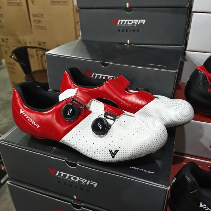 Promo Sepatu Road Bike Vittoria Veloce Road Shoes White Red Kab
