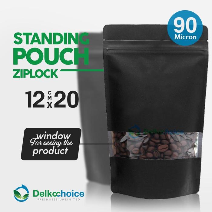 Gambar Standing Pouch PREMIUM KEMASAN MAKANAN MINUMAN WARNA - Hitam, 12 X 20 dari Terraplast undefined Tokopedia