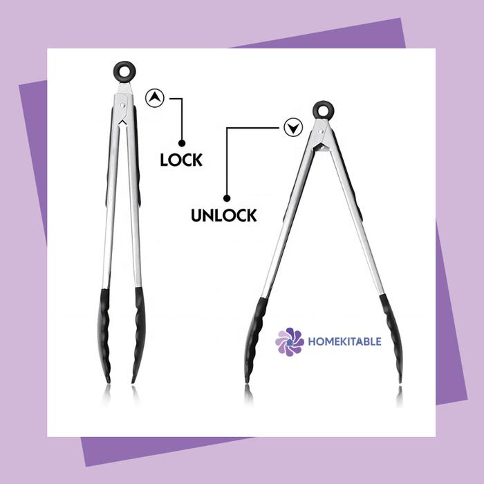 Gambar Penjepit Capitan Makanan Satu Set 3in1 Tongs Silicone Stainless - Hitam dari Homekitable undefined Tokopedia