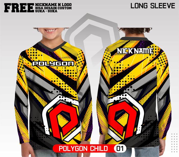 Gambar Jersey sepeda polygon a baju anak kaos bike lengan panjang - Kuning, 0 dari ListonsCloth undefined 3 Tokopedia