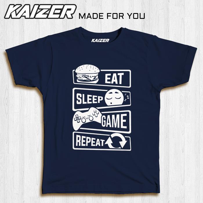 Gambar KAIZER ST-0255 Kaos Eat Sleep Game Repeat - Typography - Art - Navy, S dari UniTee Official undefined Tokopedia