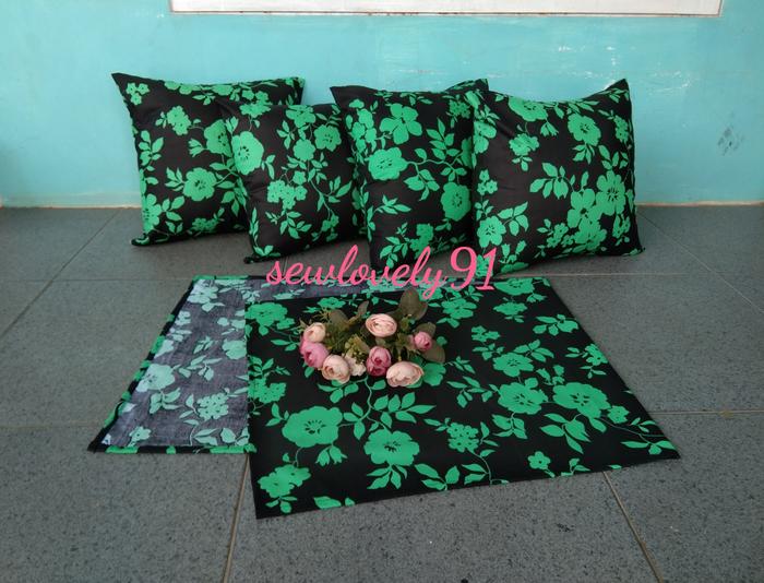 Gambar Gratis ongkir - cod - Set Sarung Bantal Sofa dan Taplak Meja - bunga hijau dari Sewlovely91 undefined Tokopedia