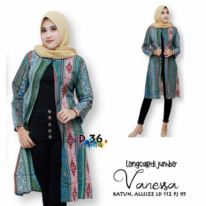 Gambar Longcardi Jumbo jogja simplefits muslimah blouses design simpledress - C, All Size dari Lia Batik undefined Tokopedia