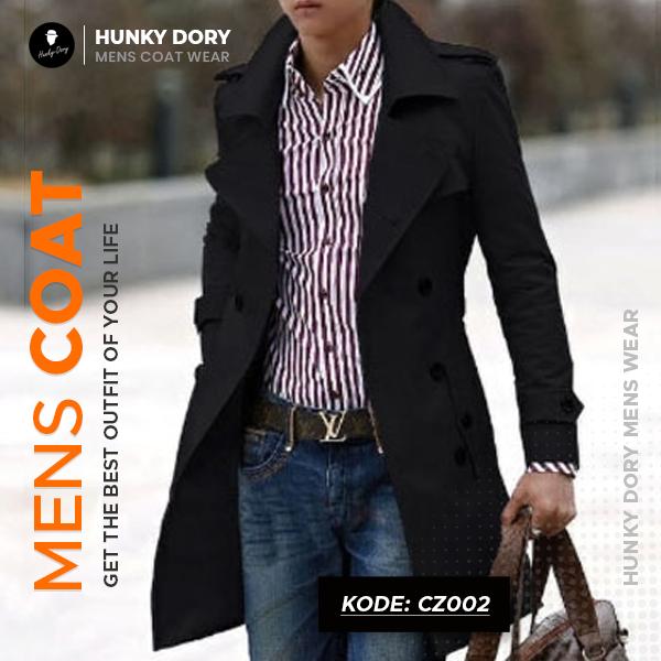 stein MELTON DOUBLE BREASTED COAT・BLACK Jual Men's Stylish Double