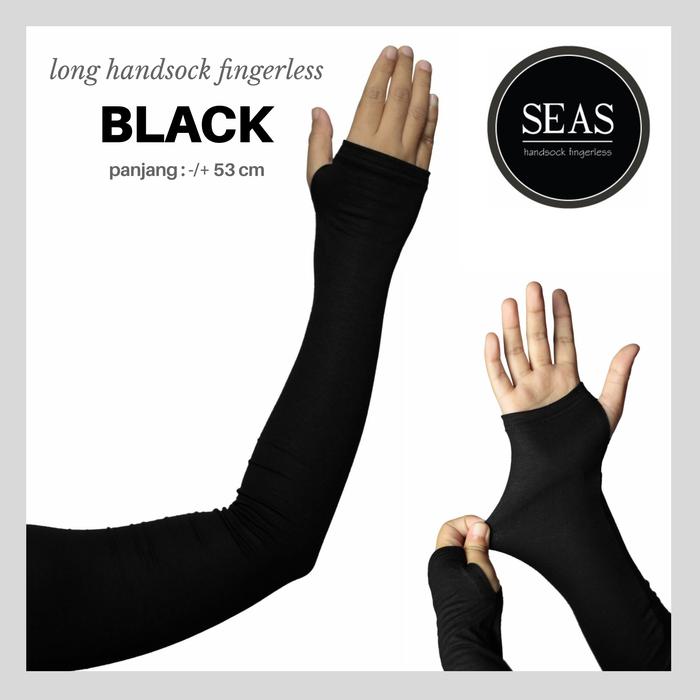 Gambar Manset tangan jempol selengan/long handsock fingerless/arm sleeve - Black dari House Of Seas undefined Tokopedia