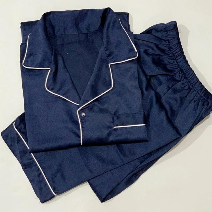 Gambar Piyama Pria Dewasa | Baju Tidur Laki laki Dewasa | Bahan katun Satin - Navy, L dari D-Depot undefined Tokopedia