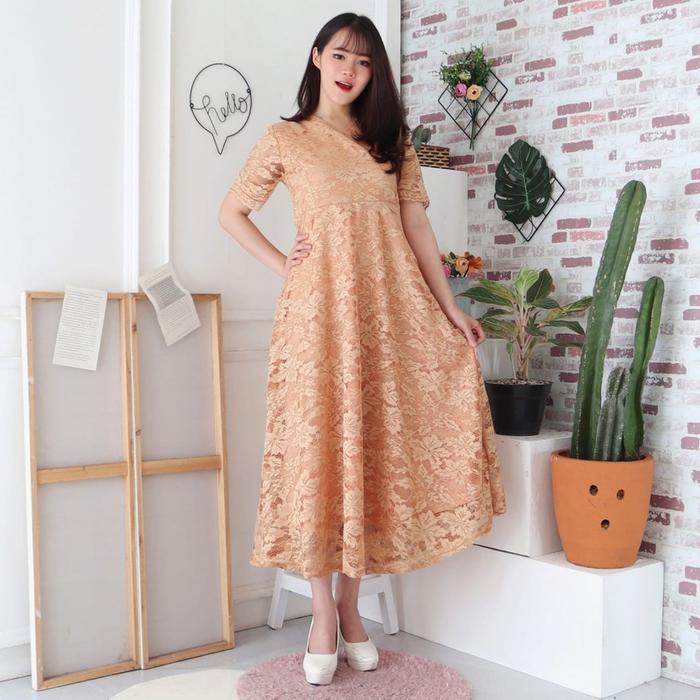 Gambar (B22) Dress Wanita Baju Pesta VIONA Brokat Corneli Longdress Wanita - coksu dari ndonga undefined Tokopedia