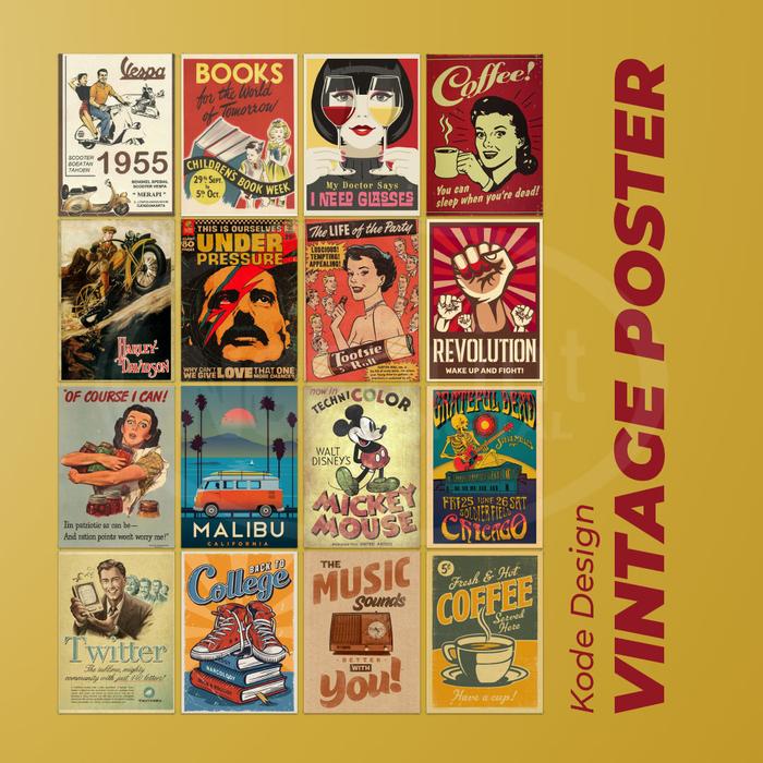 Gambar [16PCS] Poster aesthetic wall collage wall art wall poster aesthetic Z - VINTAGE POSTER, A6 dari NGEprint Digital Indonesia undefined Tokopedia