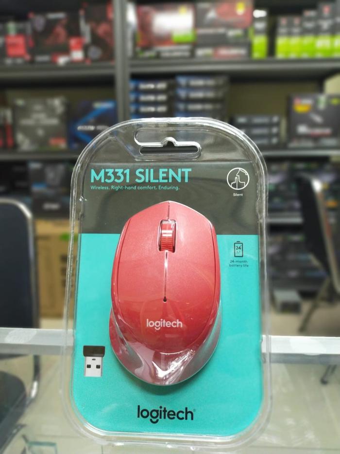 Gambar Mouse Wireless Silent Logitech M331 / Mouse Logitech / Logitech M331 - Merah dari Foursquare Computer Bandung undefined Tokopedia