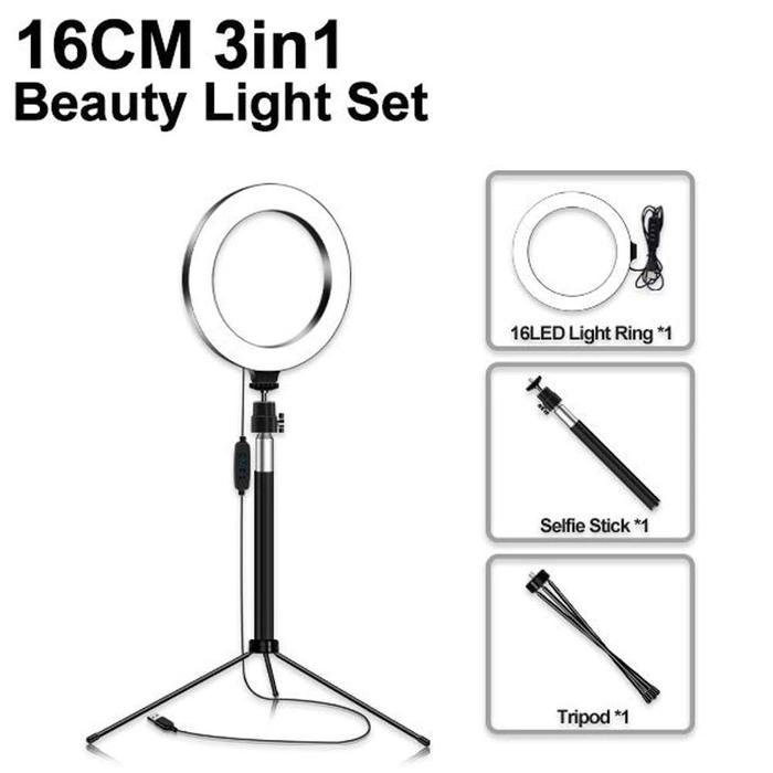 Gambar PAKET RING LIGHT 36CM + STAND RingLight Lampu Besar 16cm 26cm 33cm hp - RING LIGHT 16CM dari Distributorgadget.com undefined Tokopedia