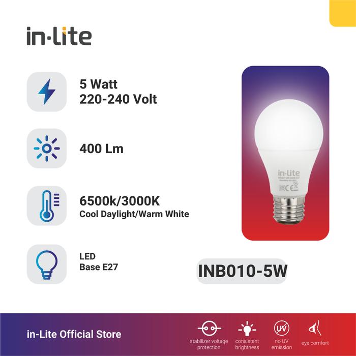 Gambar in-Lite value Bohlam LED 5 watt INB010-5W - Putih dari IN - LITE LED undefined Tokopedia