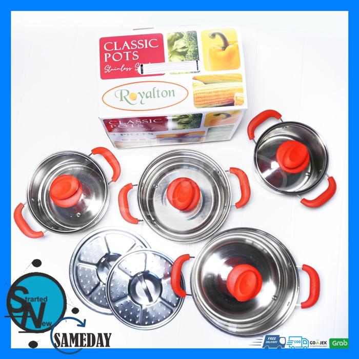 Gambar Royalton Classic Pots Set Panci 4pcs 16cm 18cm 20cm 22cm Kuning - Merah dari Grosir_official store undefined Tokopedia