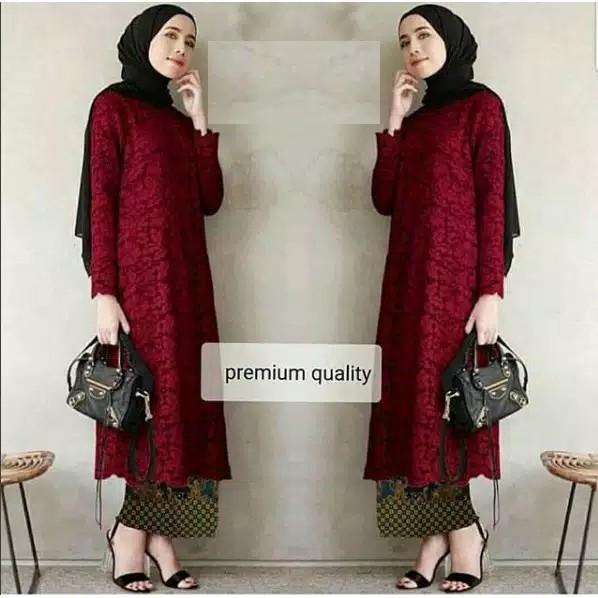 Gambar (B22) Real Pict Tunik Sabyan Brukat Corneli Import Gliter Premium - marun, Xxl mak. Ld108 dari ndonga undefined Tokopedia