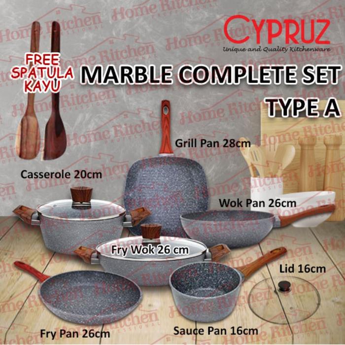 Gambar Cypruz Marble Super Complete Set Collection Panci 5in1 Grillpan Set - SET A dari Home Kitchen Pro undefined Tokopedia