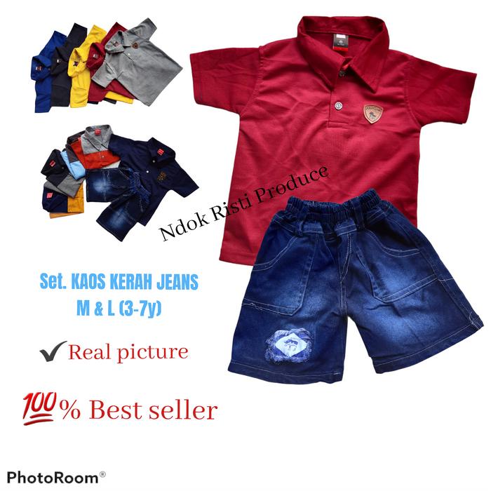 Jual SETELAN LEBARAN ANAK 2021 KAOS KERAH CELANA JEANS - M - Kab. Pemalang  - Ndok Risti Store | Tokopedia