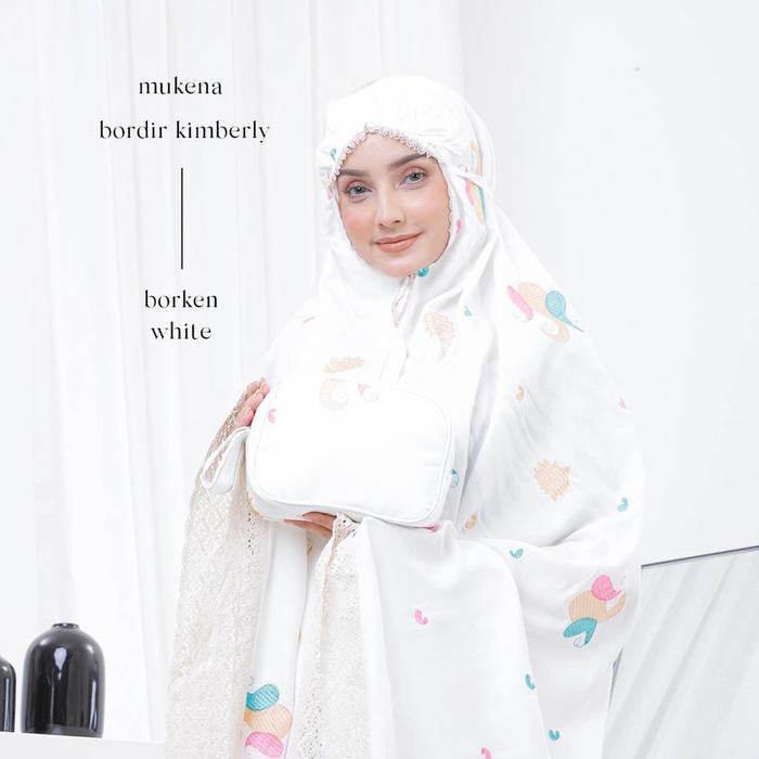 Gambar Mukena Dewasa Bordir Rayon Premium Kimberly - Broken White dari Feeclouds Moslem undefined Tokopedia