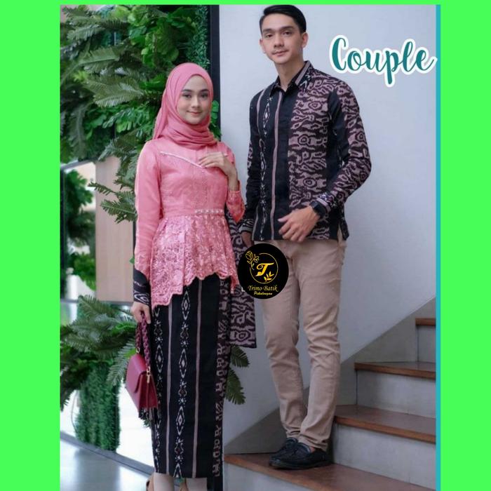Gambar BAJU BATIK COUPLE KEBAYA LAMARAN ATASAN BRUKAT MODERN SET KONDANGAN - Merah Muda dari TRIMOBATIK undefined Tokopedia