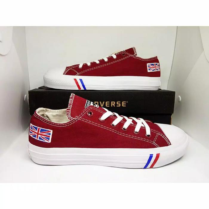 Gambar Sepatu Pria Wanita Convrse All Star Motif Bendera Inggris Maroon Low - Merah, 36 dari LexStore OFFICIAL undefined Tokopedia