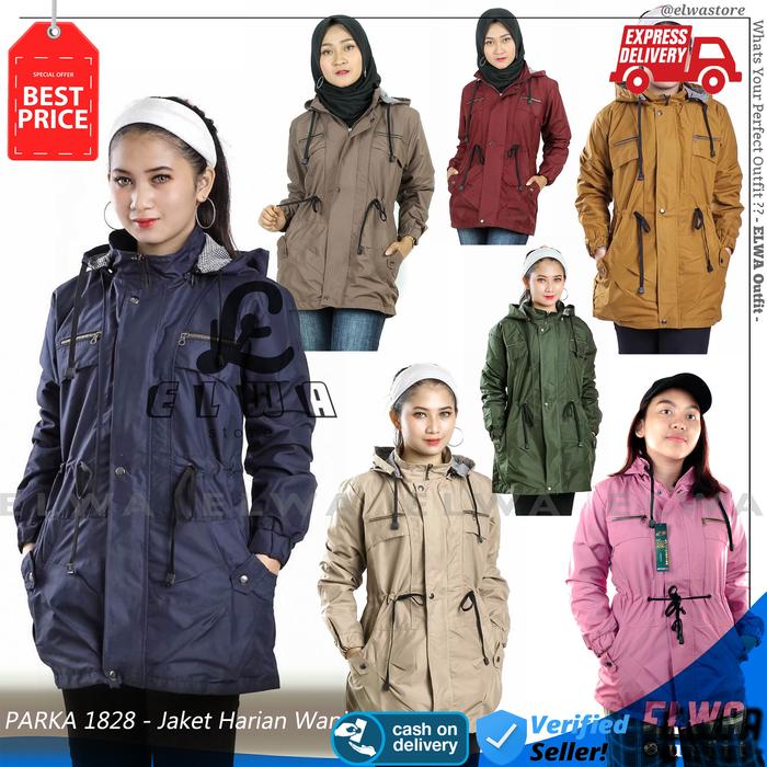 PARKA 1828 BANYAK WARNA Jaket Parka Original Parasut Panjang Wanita  Maroon, XL di Elwaoutfit Tokopedia - Main Image
