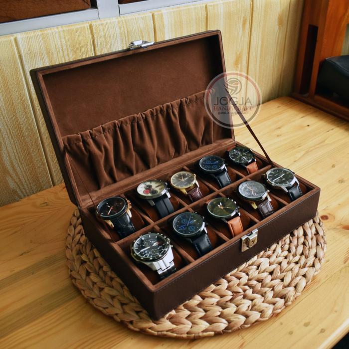 Gambar Exclusive Watch Box With Lock | Kotak Tempat Jam Tangan Full Brown dari Jogja Handycraft_NEW undefined Tokopedia
