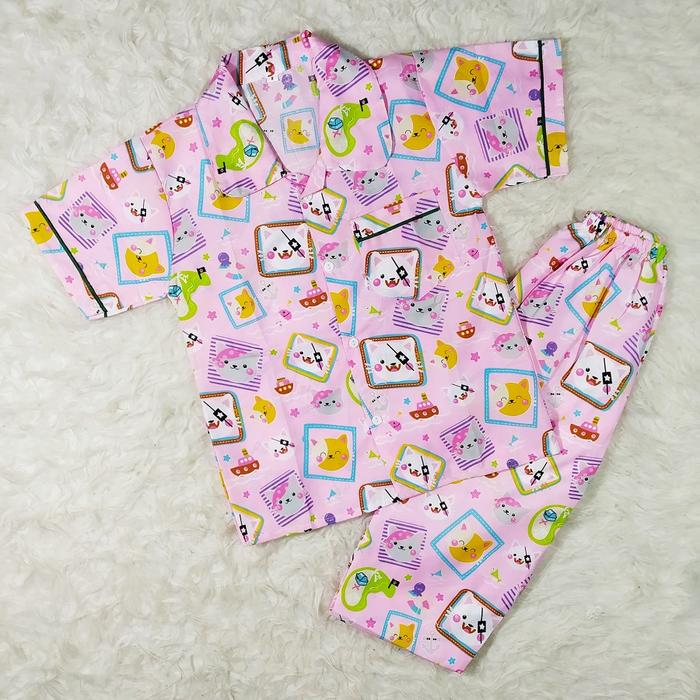 Gambar PIYAMA ANAK USIA 5-10 TAHUN KATUN POLYMICRO - pink cat, size 8 dari mazayu undefined Tokopedia