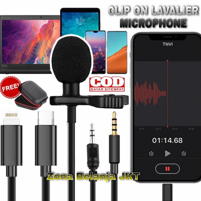 Gambar Microphone Mic Clip on Deluxe Lavalier untuk Handphone Laptop Tablet - 3.5mm TRS dari Zona Audio_NEW undefined Tokopedia
