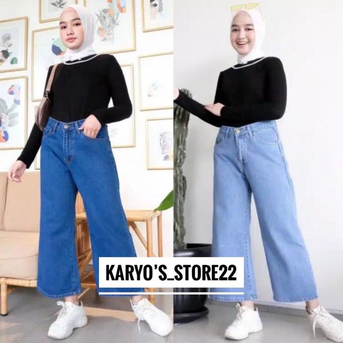 Jual Celana Jeans Kulot Polos Panjang 