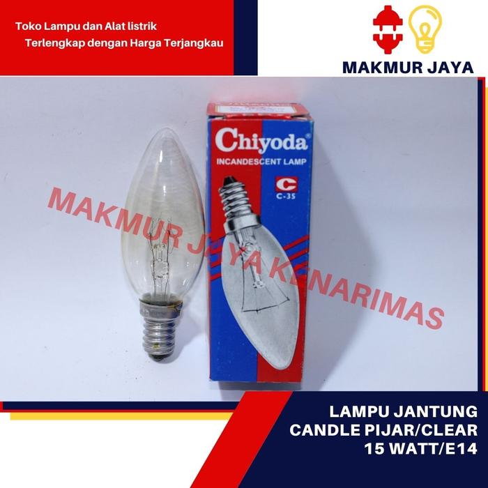 Gambar Lampu Pijar E14 Chiyoda/Lampu Pijar 15W/Lampu Jantung E14 -Clear - 15 watt dari MAKMUR JAYA KENARIMAS undefined Tokopedia