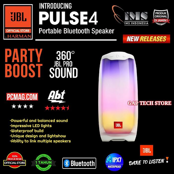 Gambar JBL PULSE 4 / PULSE4 Successor PULSE 3 Portable Bluetooth Speakers - Putih dari GAP TECH STORE undefined Tokopedia