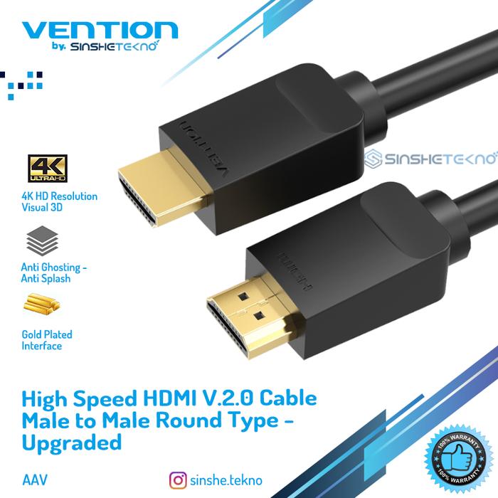 Gambar Vention Kabel HDMI 2.0 Male To Male Straight 3D HDR Gold Plated - AAV-5m dari Vention Authorized Store undefined Tokopedia