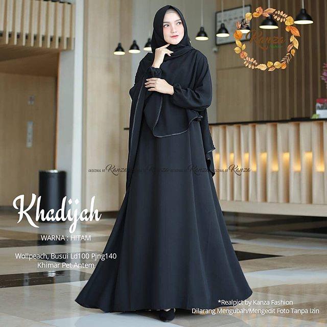 Gambar Gamis Putih KHADIJAH SET SYARI Plus Hijab Khimar Gamis Hitam - Hitam, 3XL dari 3 TIGA STORE undefined 4 Tokopedia