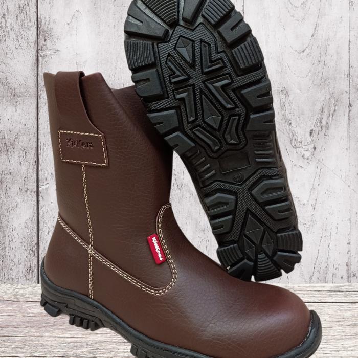 Gambar sepatu safety boot king Kickers proyek kulit omega import - Cokelat, 39 dari Semangat.Safety undefined Tokopedia