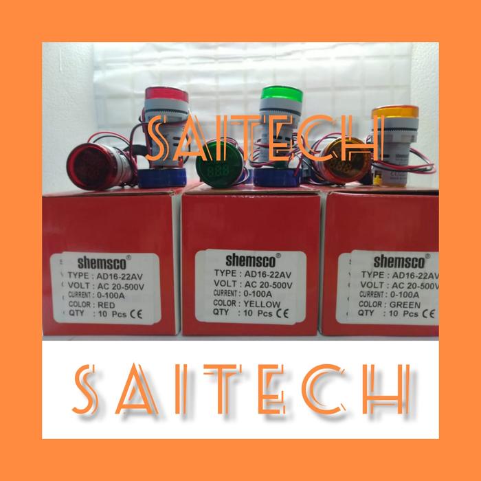 Gambar Pilot Lamp LED SHEMSCO VOLT+Ampere Meter Indikator 22mm - BULAT - Merah dari Saitech Electric undefined Tokopedia