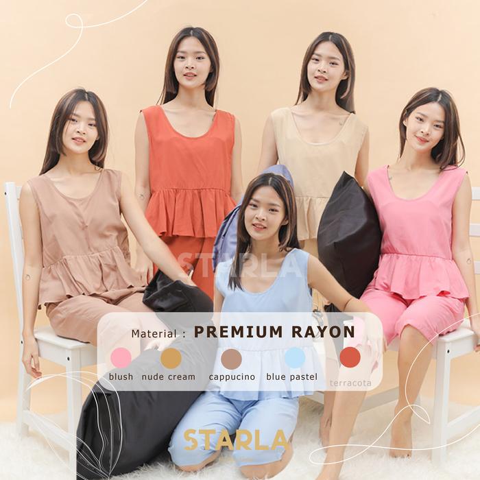Gambar PIYAMA WANITA DEWASA BAJU TIDUR WANITA TANKTOP CIRCE STARLA - Blue Pastel, All Size dari Jaya Hebat undefined Tokopedia
