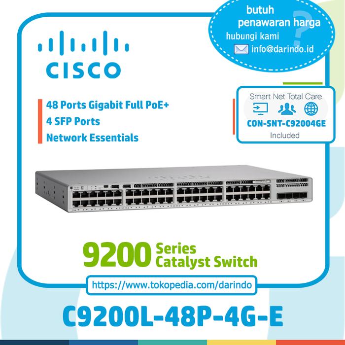 Jual Cisco C9200L-48P-4G-E Catalyst 9200 Series Switch + Smart Net ...