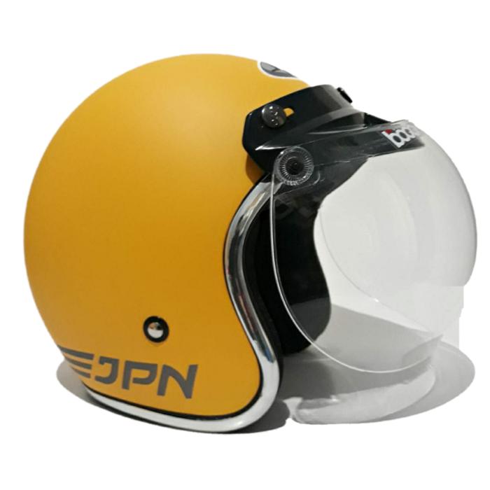 Gambar Helm Jpn Bogo List Chrome Kuning Dof - Cembung Bening, Size M dari alawi helm undefined Tokopedia