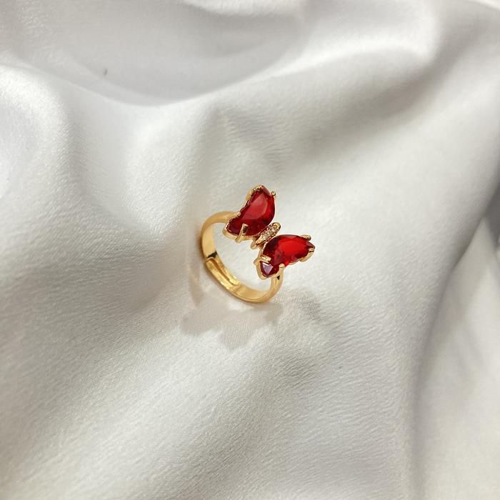 Gambar Cincin Wanita model Butterfly Kupu Kupu All Size - Korean Style - Emas, Merah dari Noin Accessories Offcial Store undefined Tokopedia