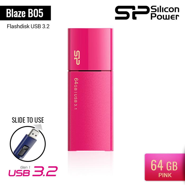 Gambar Silicon Power Blaze B05 Flashdisk USB3.2 - 64GB - Merah Muda dari SILICON POWER Official Store undefined Tokopedia