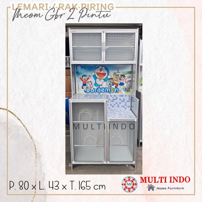 Gambar Lemari Piring / Rak Piring Aluminium Magic Com Gambar 2 Pintu - Biru, 2 pintu dari HomeCare_id undefined Tokopedia