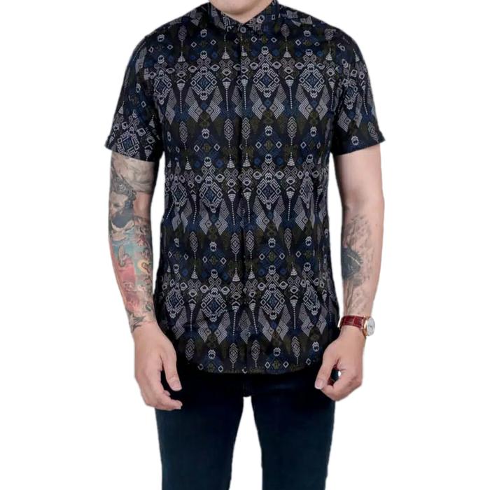 Gambar Baju Kemeja Casual Batik Songket Pria Kemeja Formal Cowok - Hitam, M dari D.I.Y.R undefined Tokopedia