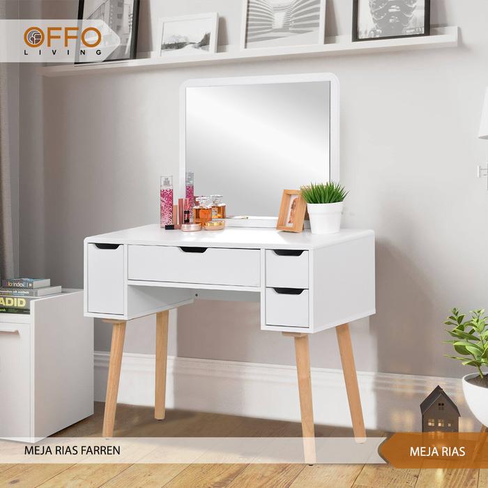 Gambar Meja Rias Minimalis Kaki Kayu Solid - MRSL-01 - Meja Rias dari Offo Living Furniture undefined Tokopedia