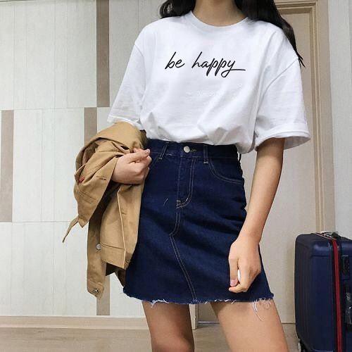 Gambar Lofe Clothing-Kaos Wanita Premium Katun Combed 30"s/ BE HAPPY - Putih, S dari LOFE.ID undefined 5 Tokopedia