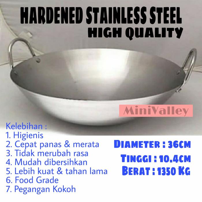 Gambar Kuali /Wajan Masak Stainless Steel Tebal 36cm Hardened Stainless - 36cm dari Marihata Kitchenware undefined Tokopedia