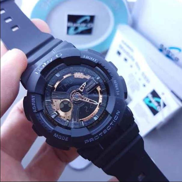 Jam Tangan Wanita Casio Baby-g Black Ba-110 Ba110 Rosegold Original