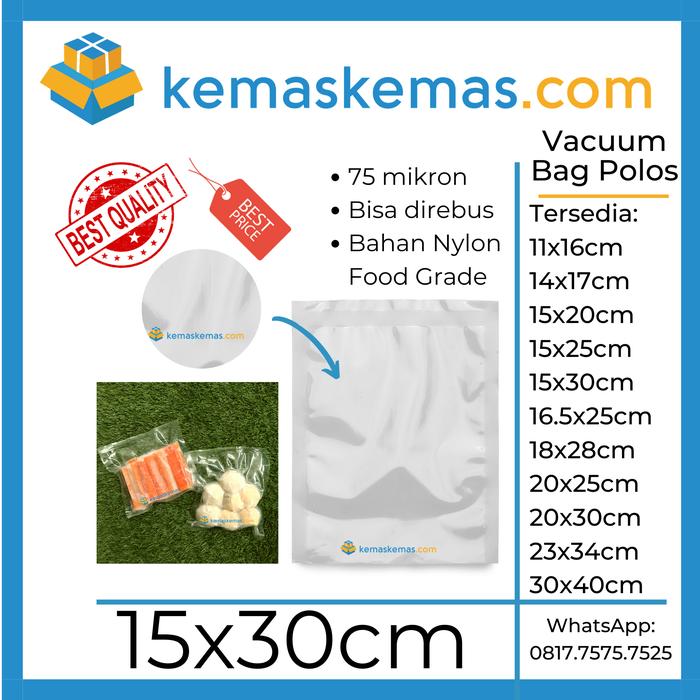 Gambar 15x30 Plastik Vakum Vacuum Vacum Sealer Bag Makanan Polos Plain - Standard dari Kemaskemas undefined Tokopedia