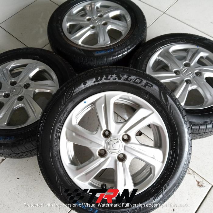 Gambar Peleg Velg mobil seken original Honda Brio Satya Ring 14 ban Dunlop dari Tendean Racing wheell undefined Tokopedia